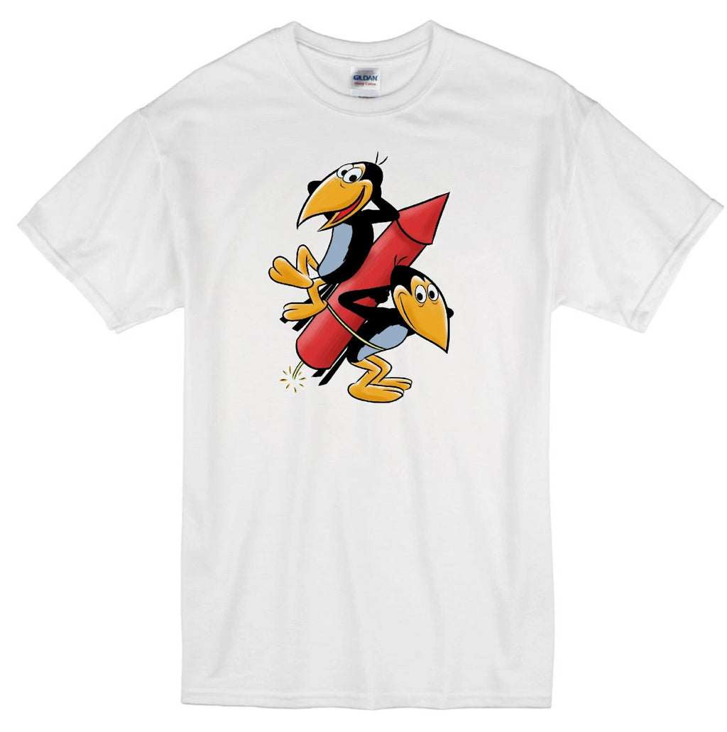 HECKLE AND JECKLE CARTOON MAGPIES COMEDY CROWS VINTAGE RETRO TV WHITE T-SHIRT