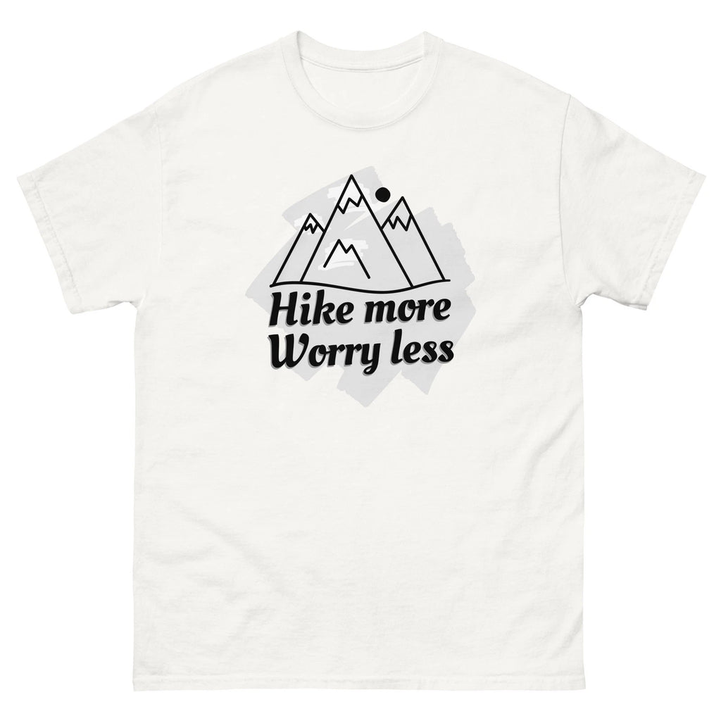 Hike More Worry Less Men Women Unisex white tee shirt t-shirt