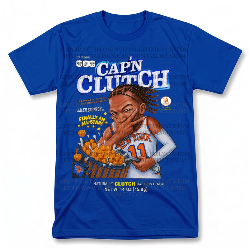 Jalen Brunson Captain Clutch Cereal Knicks Graphic T Shirt Vintage Tee