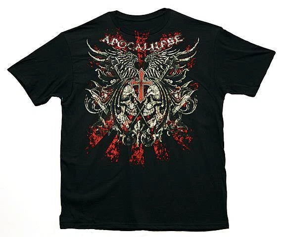 APOCALYPSE SKULLS WITH CROSS T SHIRT 100% soft cotton fitted tee war voodoo#3