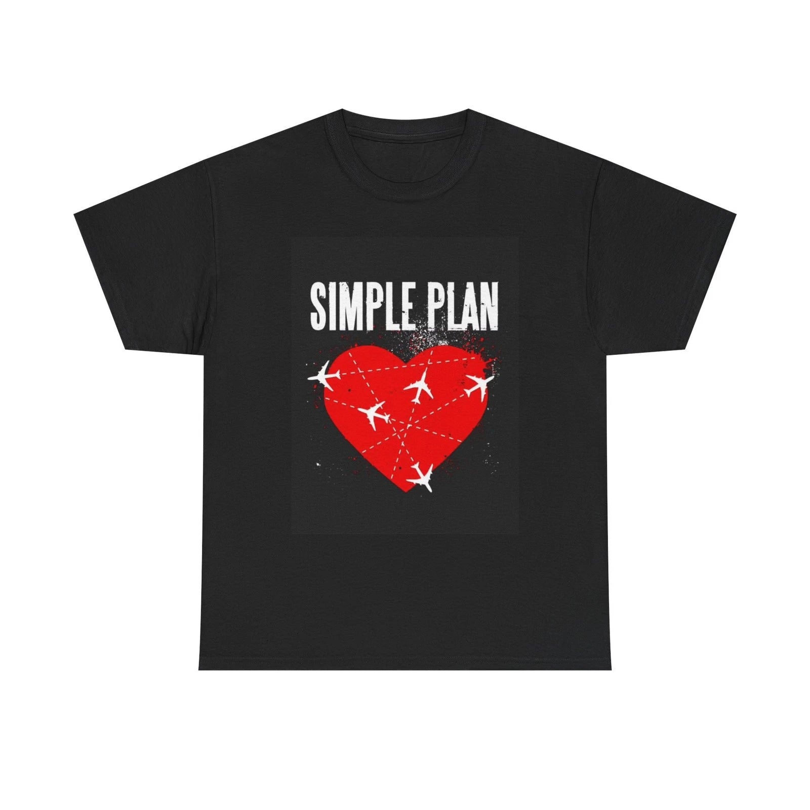Simple plan T-shirt punk rock graphic heart love graphic Unisex Heavy Cotton Tee