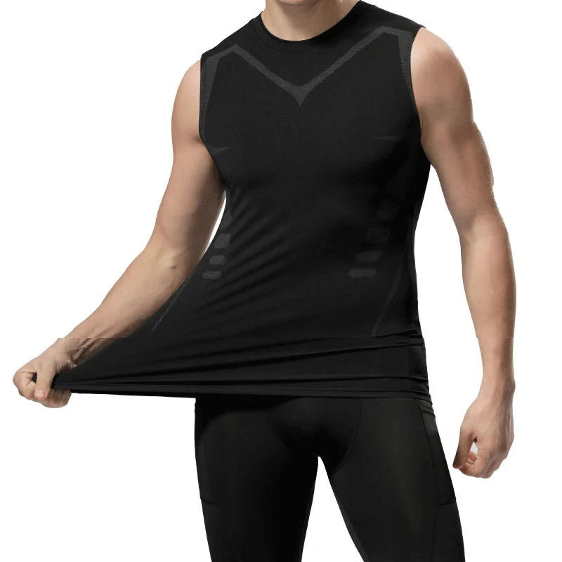 Men's printed black vest Muscle Shirt Compression quick drying shirt fitness Gym