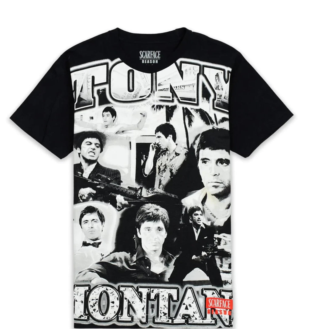 Scarface Mens Tony Montana Godfather 80's Shirt Black White Size Large