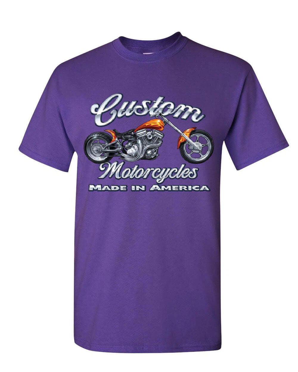 Custom Motorcycles T-Shirt Biker Chopper American Tradition USA Mens Tee Shirt