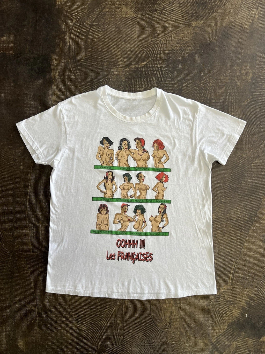 Vintage 90s Boob Chart T Shirt Mens large White Funny Novelty Adult Humor Parody