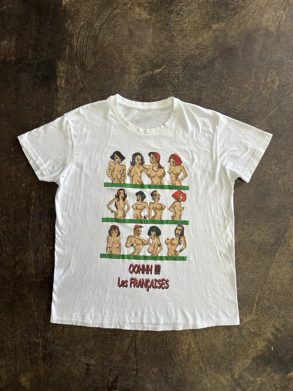 Vintage 90s Boob Chart T Shirt Mens large White Funny Novelty Adult Humor Parody