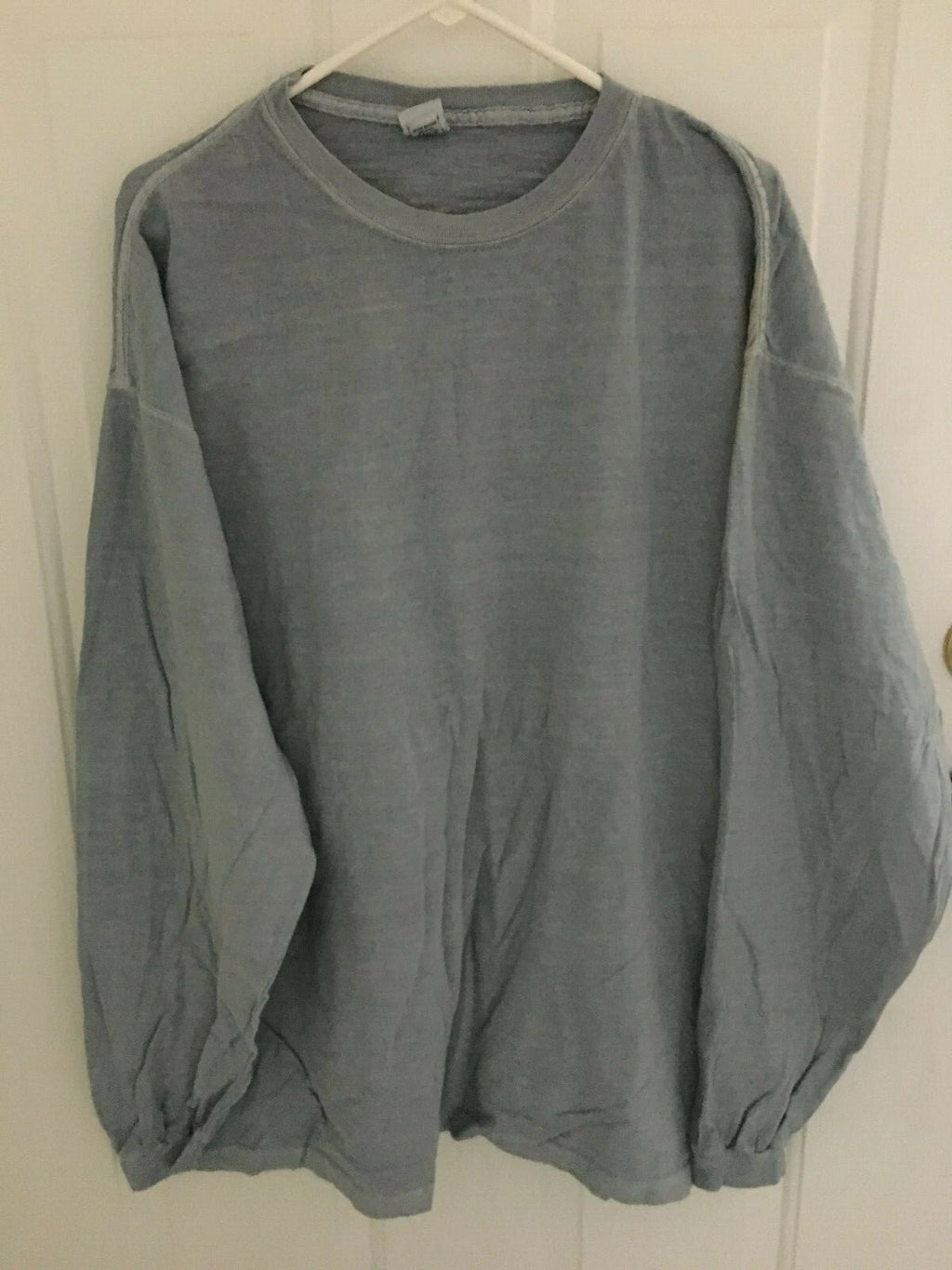 NEW MENS LOT OF 2 100% COTTON SOFT BLUE GRAYISH LONG SLEEVE T-SHIRT STRETCHY 2X