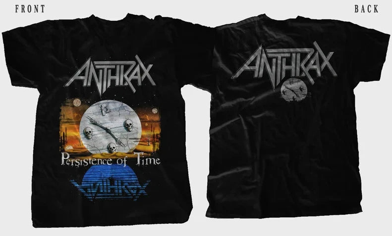 New D T G Printed T-Shirt - ANTHRAX Persistence Of Time Graphic Tee - Sizes S-5X