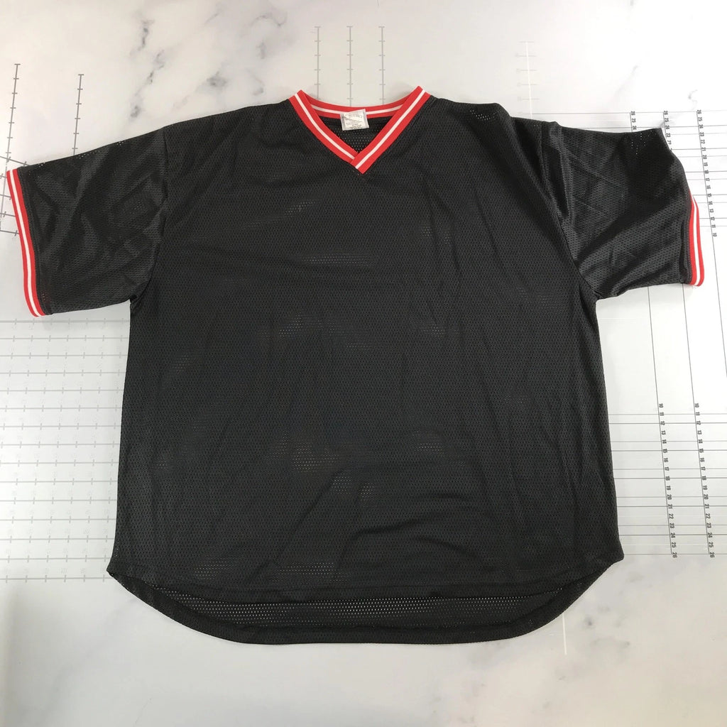 Vintage Champion Shirt Mens 2XL Black V-Neck Short Sleeve Athletic Jersey 90s