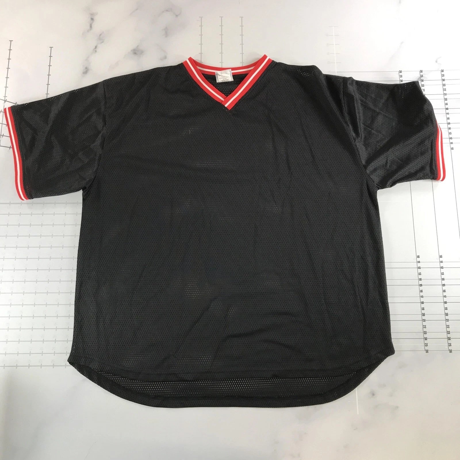 Vintage Champion Shirt Mens 2XL Black V-Neck Short Sleeve Athletic Jersey 90s