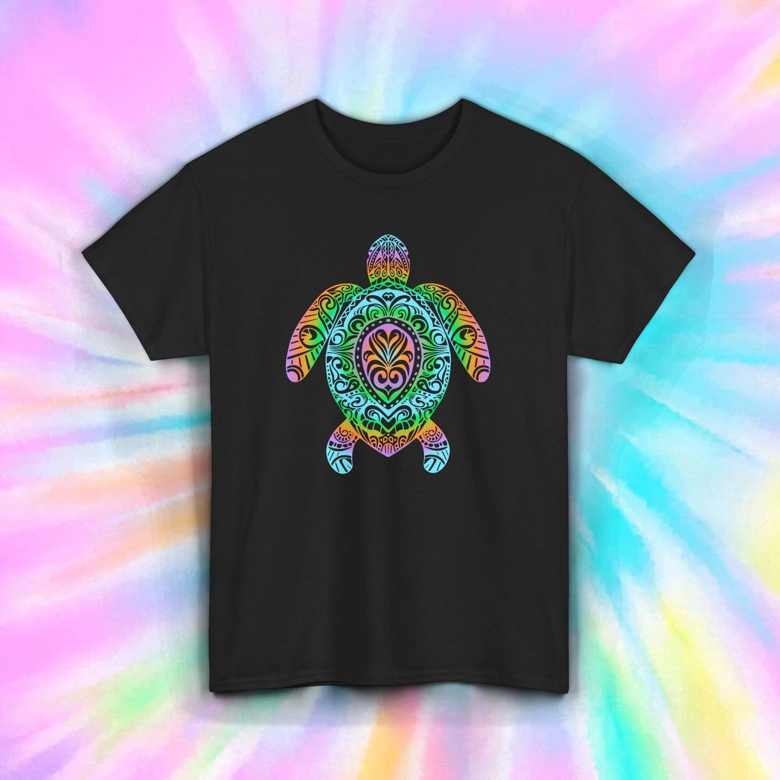 Colorful Turtle Mandala Shirt Tribal Sea Animal Hippie Beach Art Tee S-5XL
