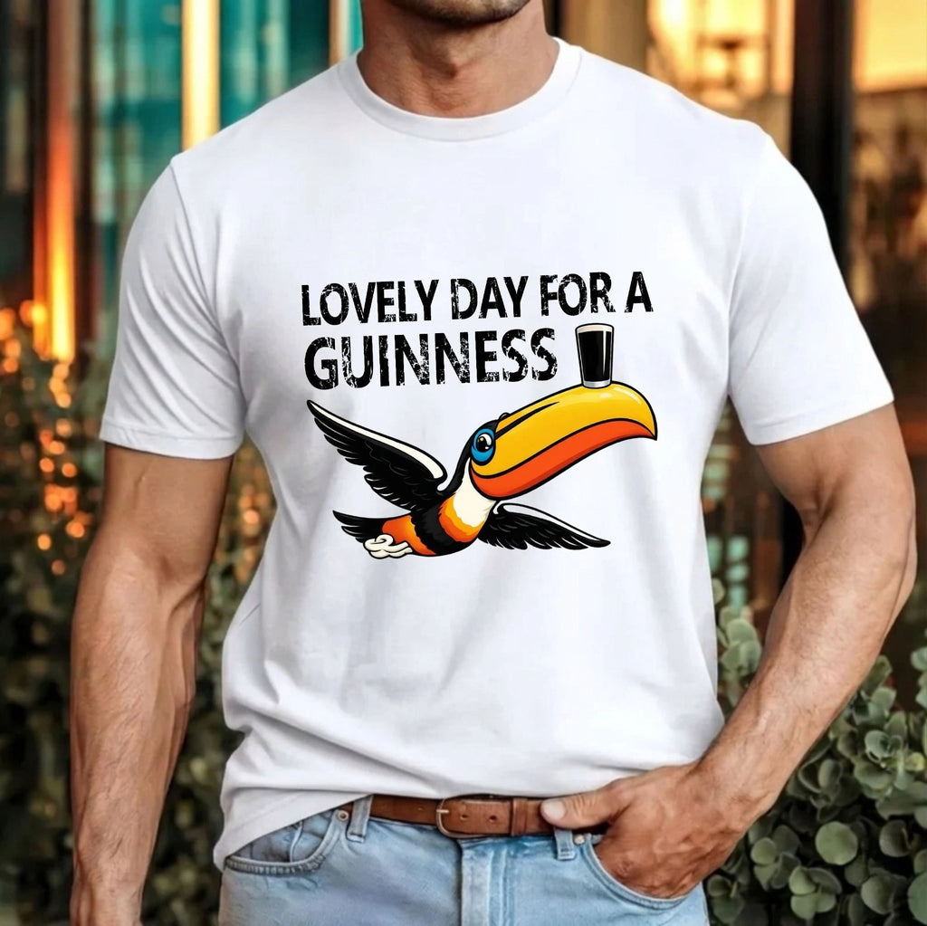 Lovely Day For A Guinness Retro Beer T-Shirt Toucan Vintage Bird Party Gift Top
