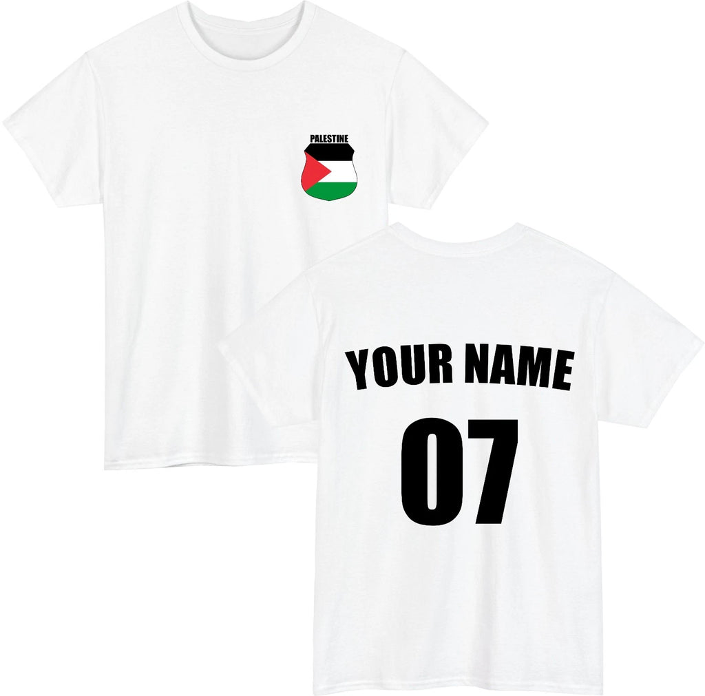 Personalised Palestine Football T-Shirt Custom Name Number Fan Gift Unisex Top