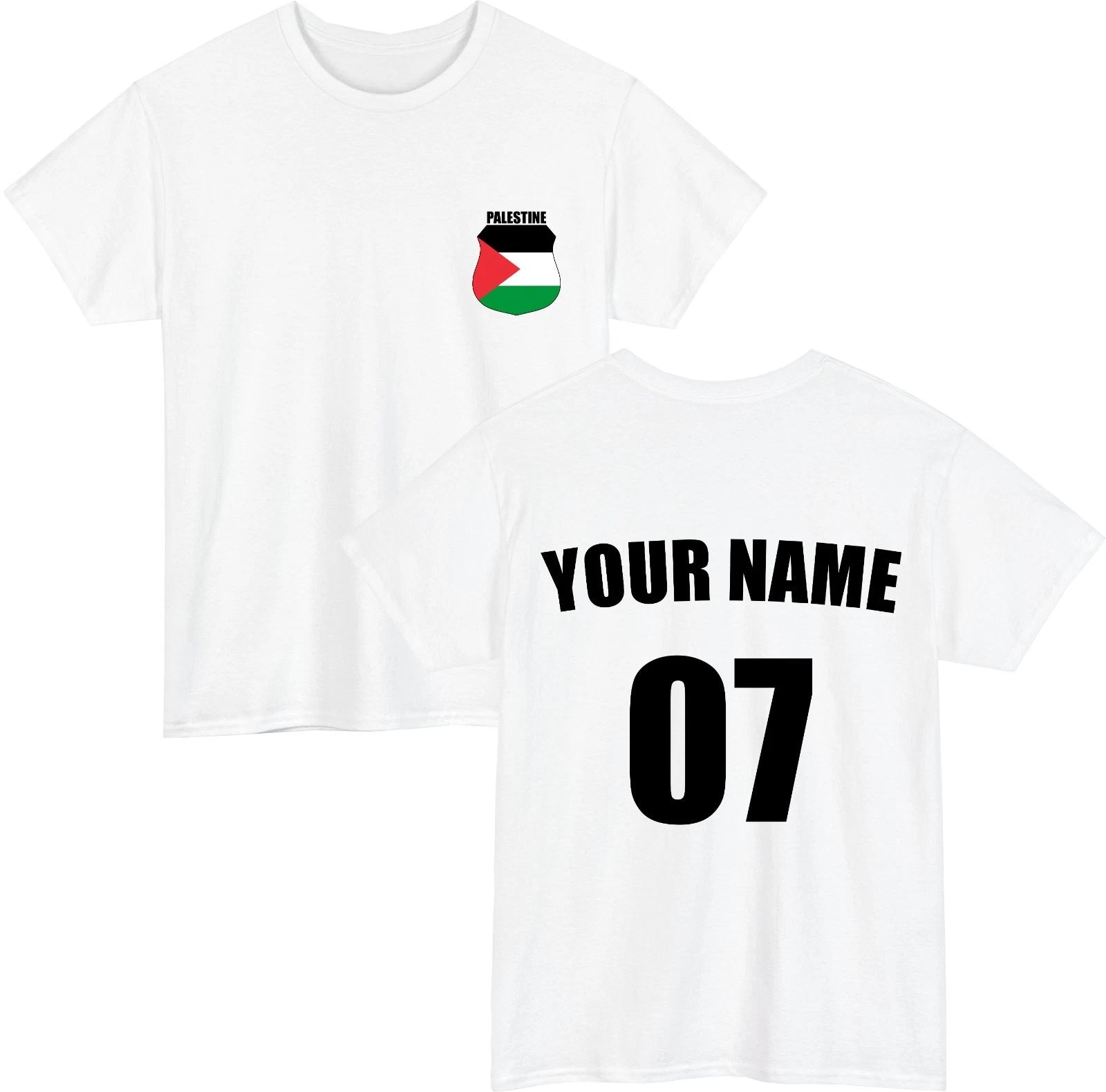 Personalised Palestine Football T-Shirt Custom Name Number Fan Gift Unisex Top