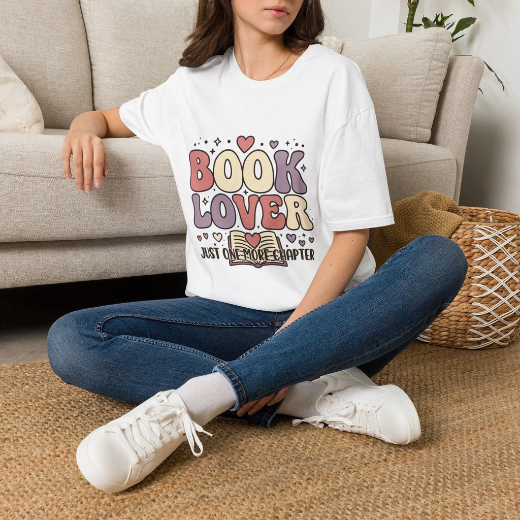 Book Lover T-Shirt | Retro Bubble Letters, Cute Heart Design
