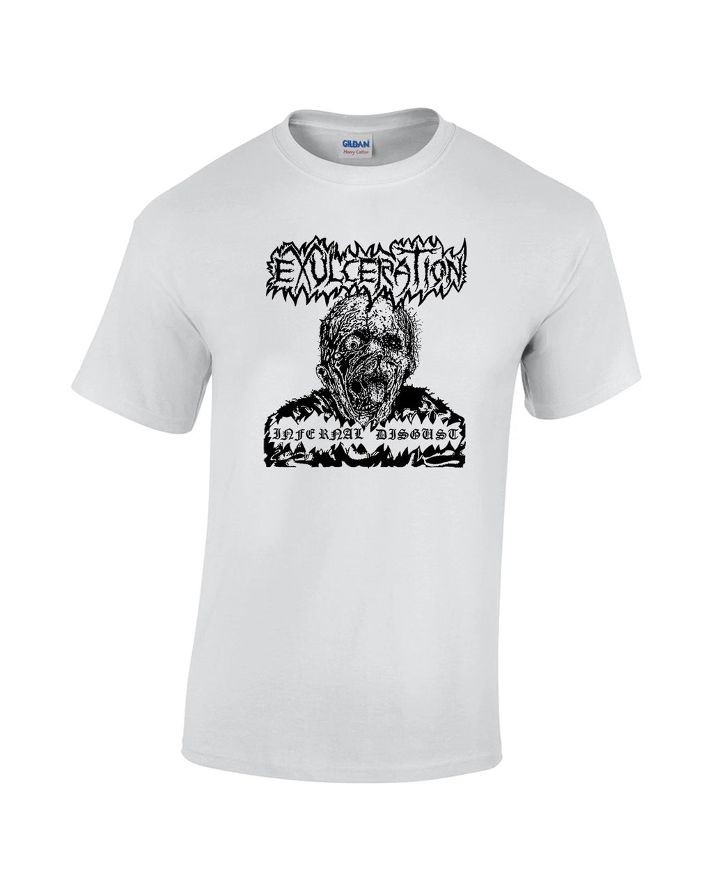 EXULCERATION Infernal Disgust T-shirt BLACK Print WHITE Shirt osdm hemdale denak