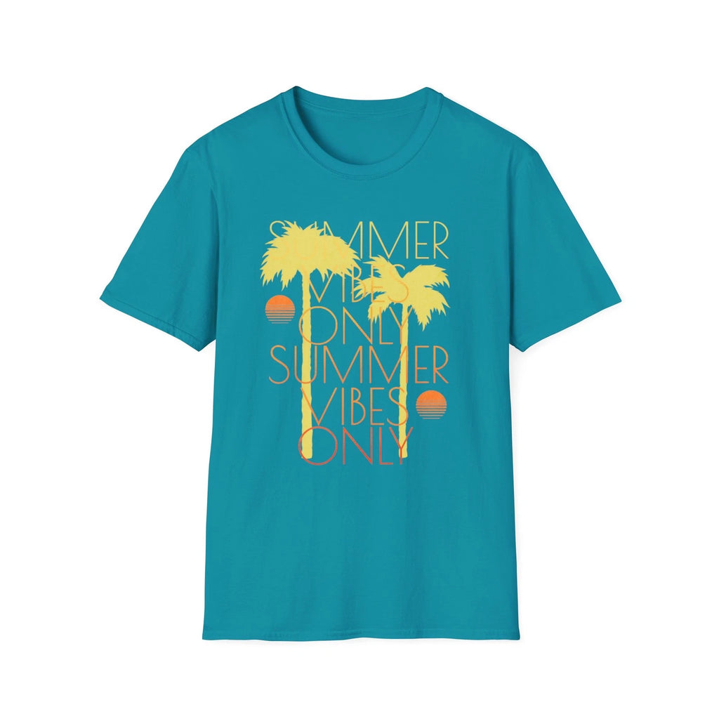 Summer Vibes Only T-Shirt | Palm Trees Sunset Retro, Cotton, Relaxed Tee
