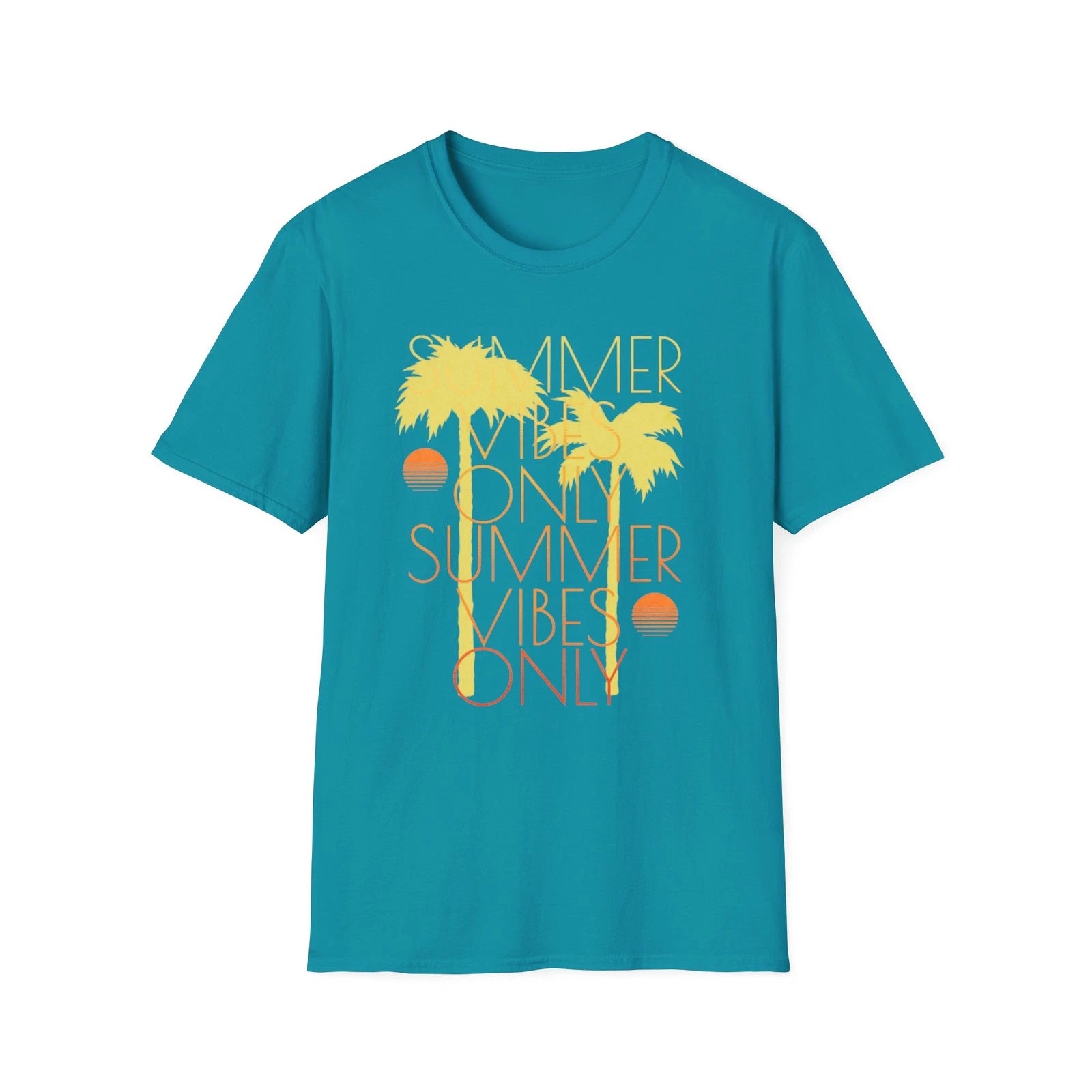 Summer Vibes Only T-Shirt | Palm Trees Sunset Retro, Cotton, Relaxed Tee