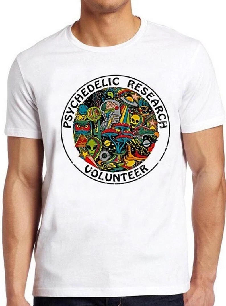Psychedelic Research T Shirt Volunteer Terence Mckenna Magic Mushroom UNISEX Tee