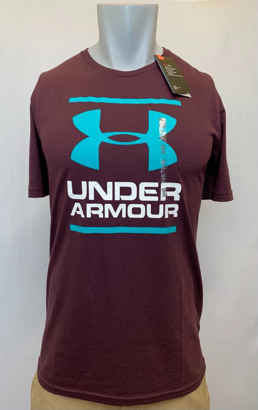 Under Armour Shirt Mens Medium Large Blue Purple Athletic Fit Logo Soft Crew