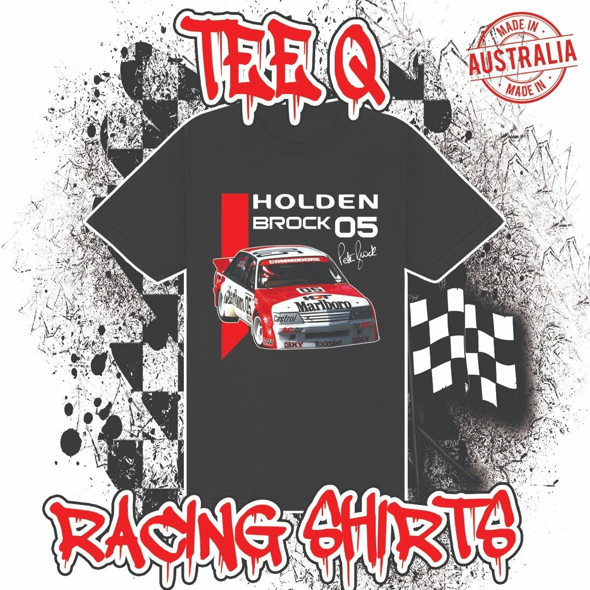 Holden Commodore VK Peter Brock Black Tee ~ 100% Australian Cotton V8