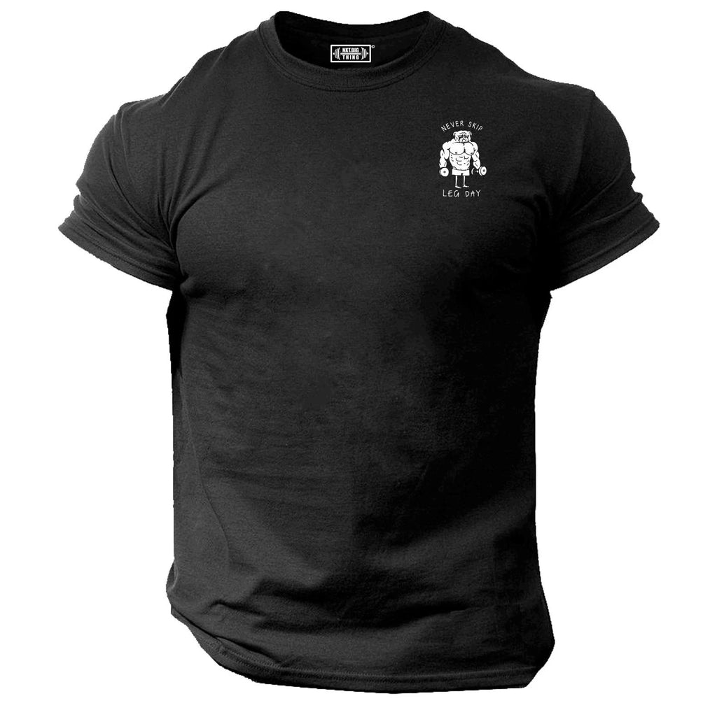 Never Skip Leg Day T Shirt Pocket Gym Clothing Bodybuilding Training Workout Top