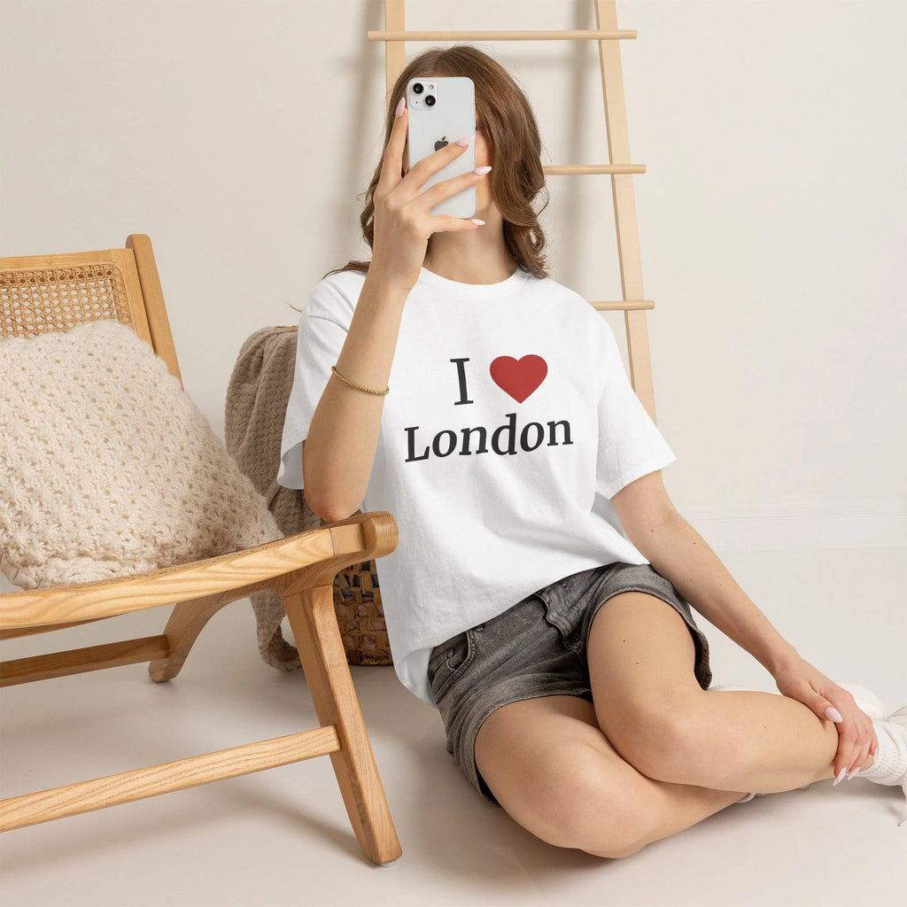 I Love London T Shirt Heart Graphic Tee British Souvenir England Gift Cotton