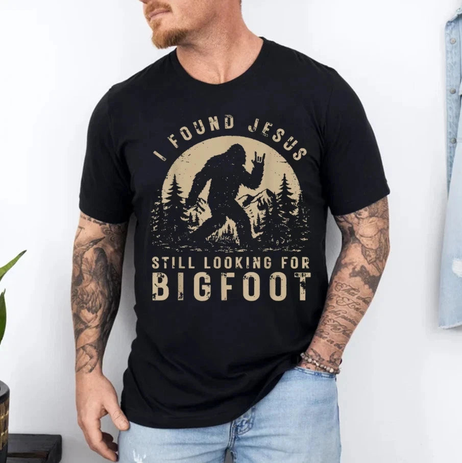 Retro I Found Jesus Still Looking Bigfoot T-Shirt
