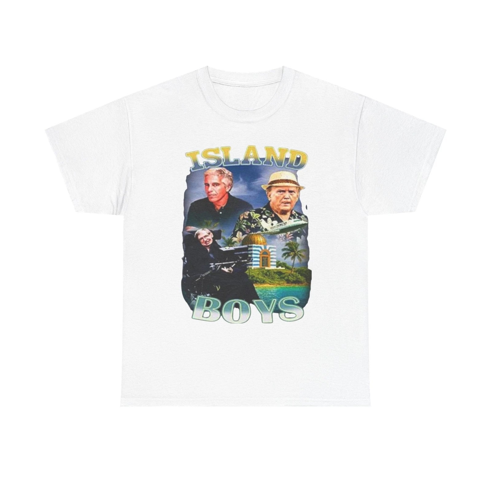 Island Boys Funny Political Parody T-Shirt Retro Tropical Meme White Tee Humor