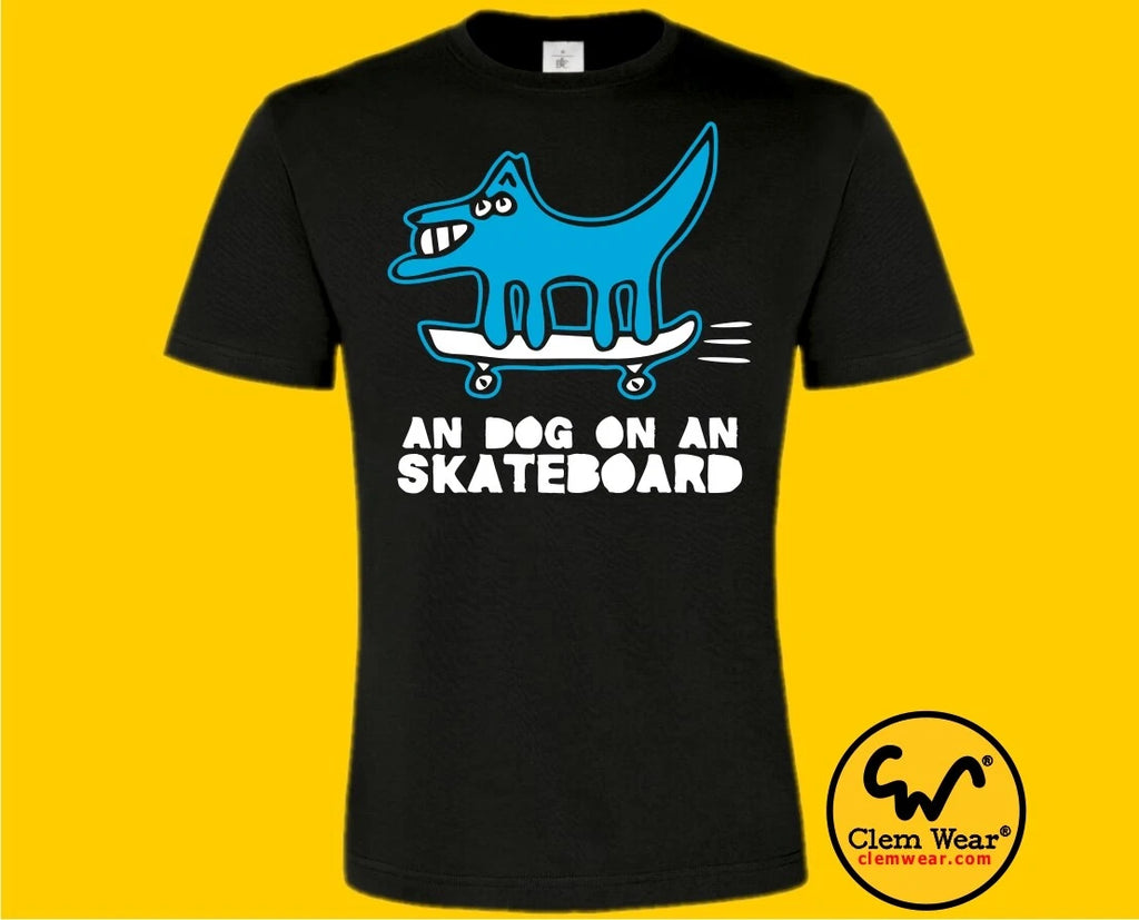 Rik Mayall AN DOG ON AN SKATEBOARD tshirt tee T-shirt Bottom funny fair trade