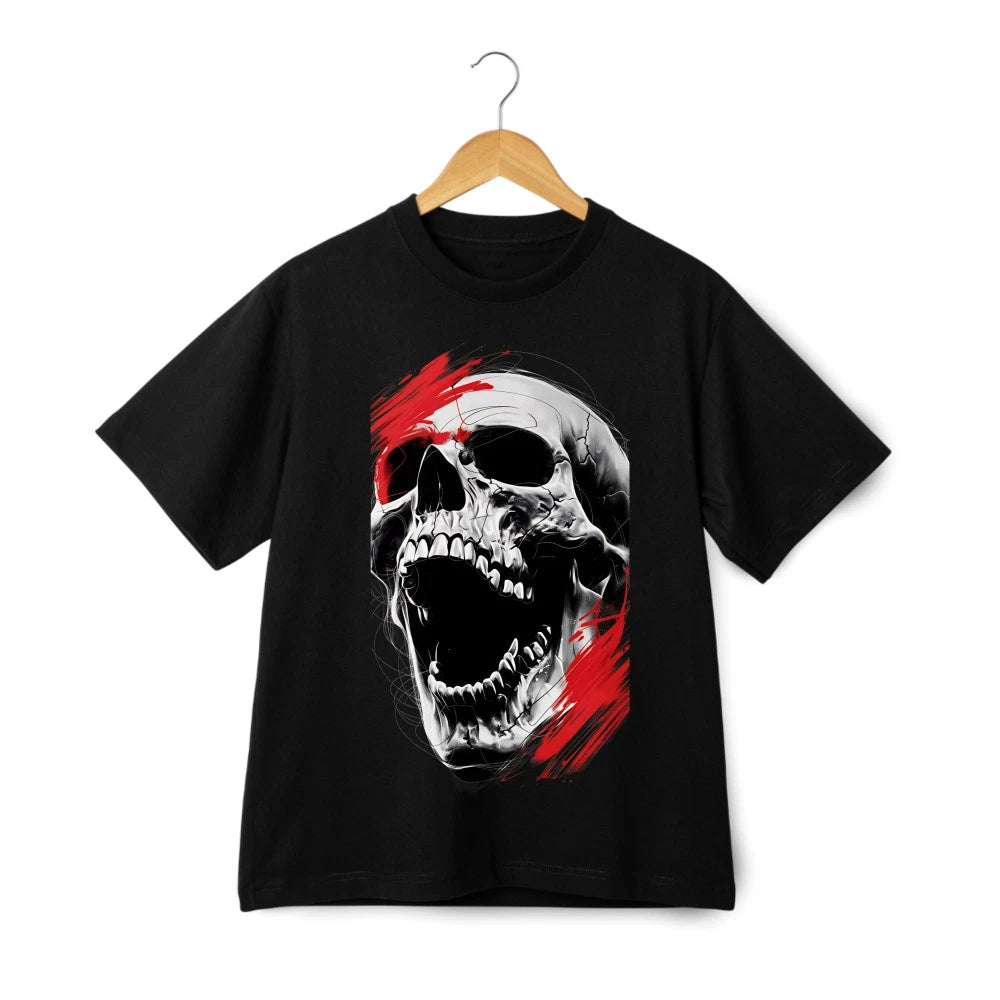 Unisex Vintage Red Skull T-Shirt-Retro Dark Art Washed Graphic Tee Free Shipping