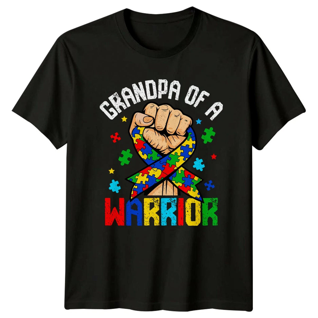 Grandpa Of A Warrior Mens T-Shirt Autism Awareness Family Support Fathers Day