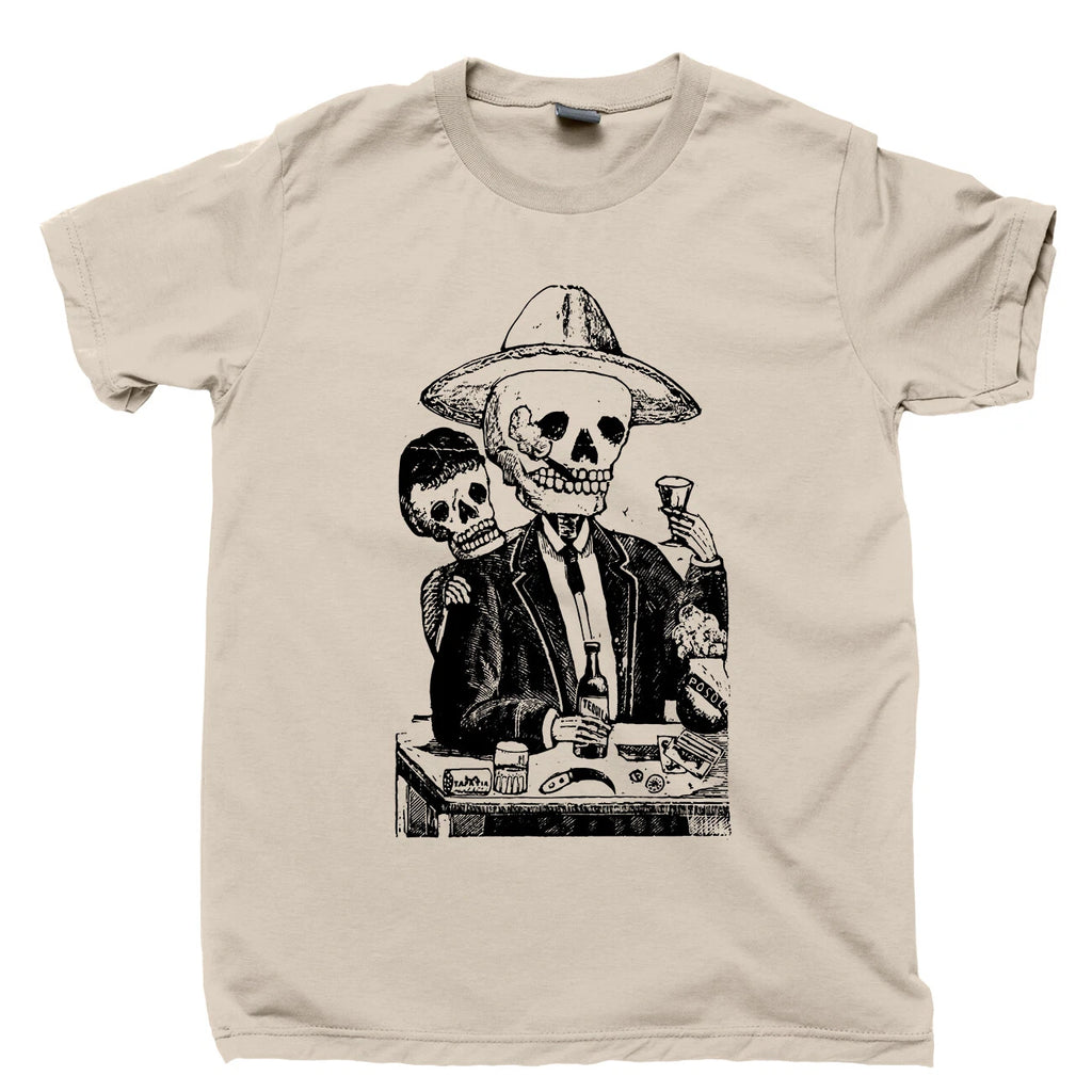 Alcoholica Calavera T Shirt Mexico Alcohol Skeleton Art Cinco De Mayo Fiesta Tee