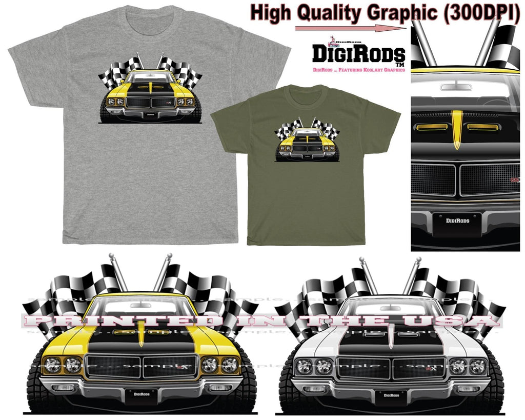 Buick GSX Classic Muscle Model Racing Flags DigiRods Cartoon Car T Shirt