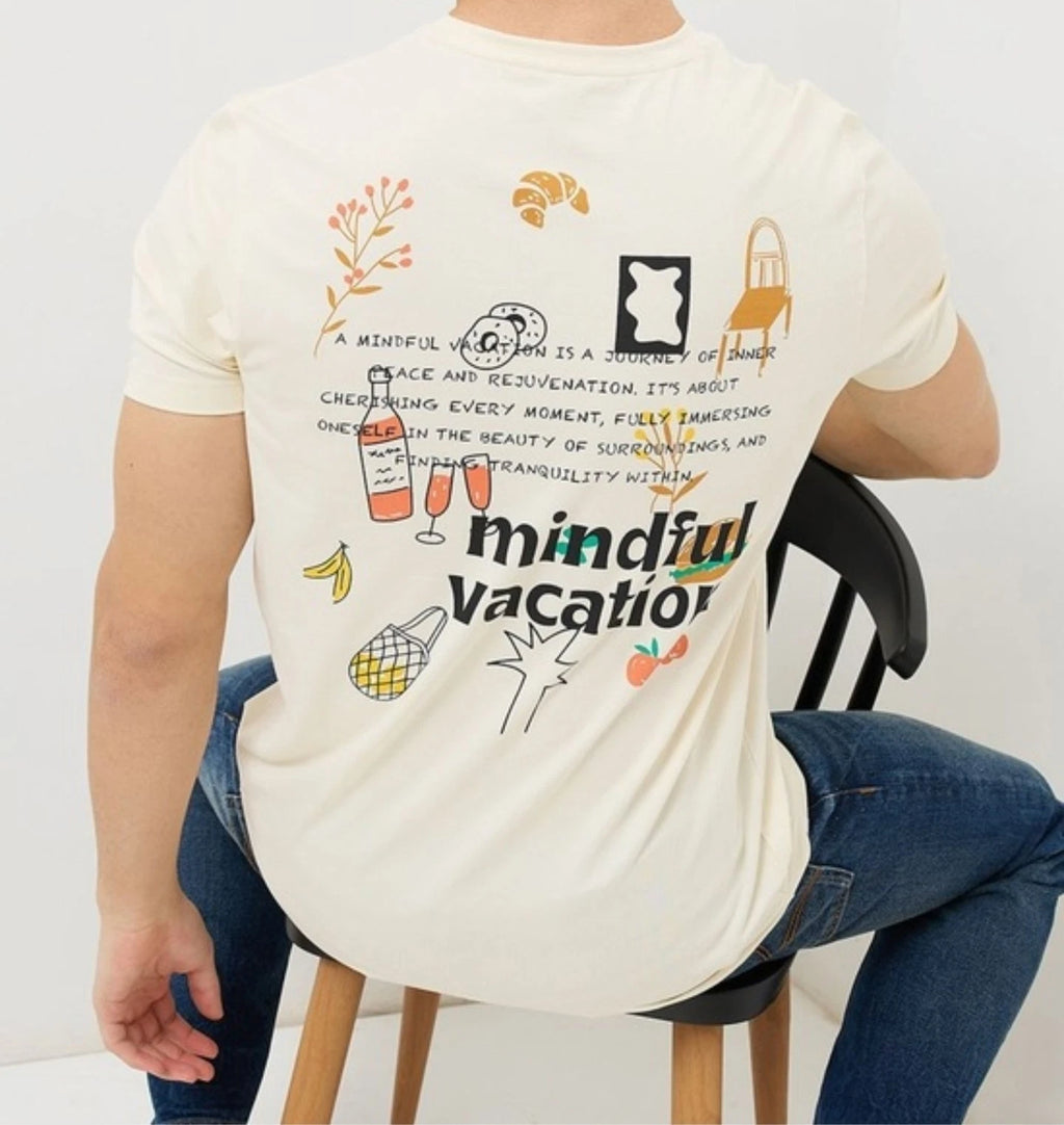 Mindful Vacation T-Shirt Waffle Motivational Inspirational Positive Tee Nwt M