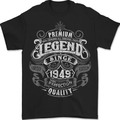 Premium Legend 77th Birthday 1949 Mens T-Shirt 100% Cotton