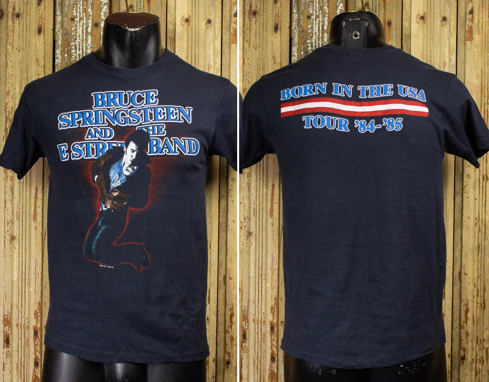Vintage Bruce Springsteen Born In The USA Tour Concert T Shirt 19841985 Black