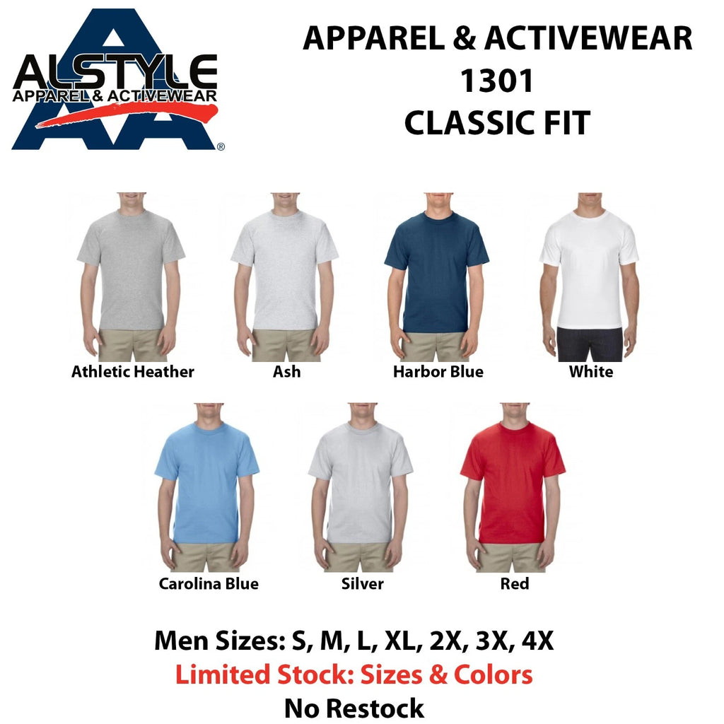 Alstyle Apparel AAA T Shirt 1301 Men's Plain Blank Short Sleeve T Shirts S-4XL