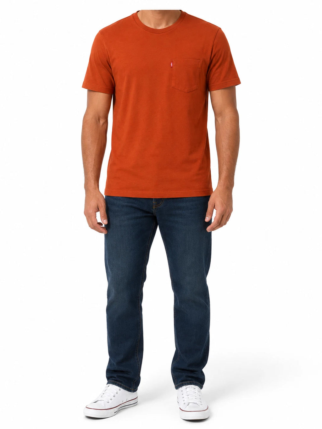 Levi's Men's Orange Chest Pocket T-Shirt Size S Standard Crew Neck