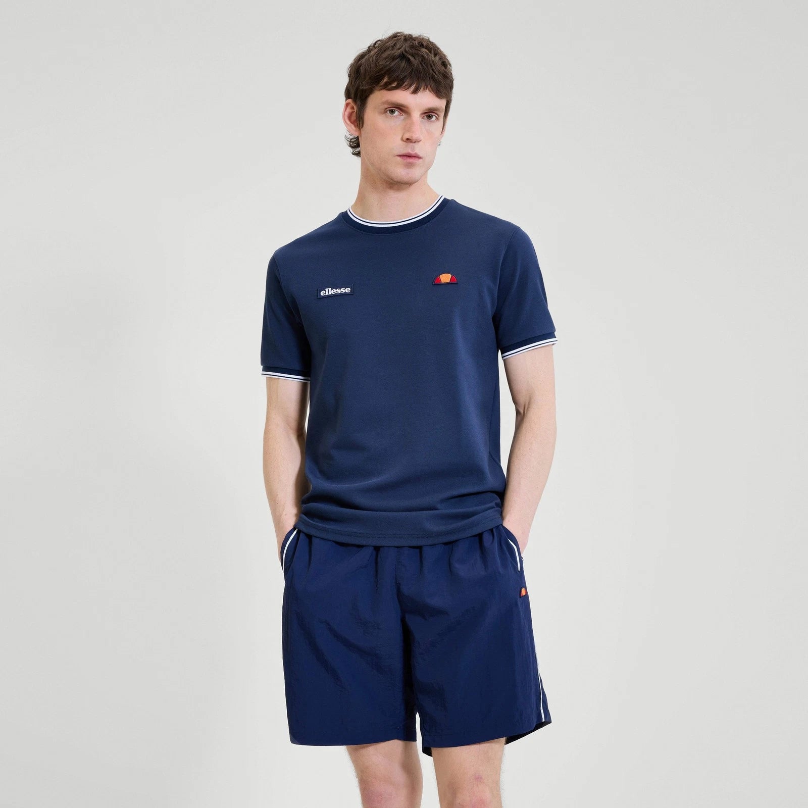 Ellesse Mens T-Shirt 'Live Forever' Belvider Retro Britpop Tee Navy
