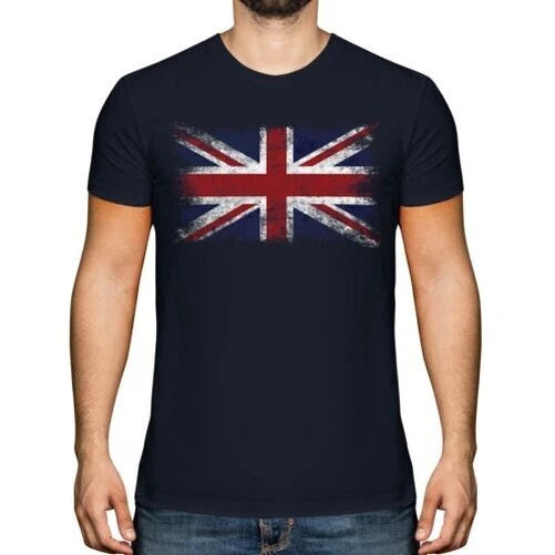 Union Jack Flag Worn Effect T-Shirt Top UK GB Great Britain Kingdom