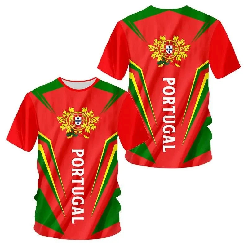 Portugal Flag Football T-Shirt Graphic 3D Print Tee Polyester Unisex T-Shirt