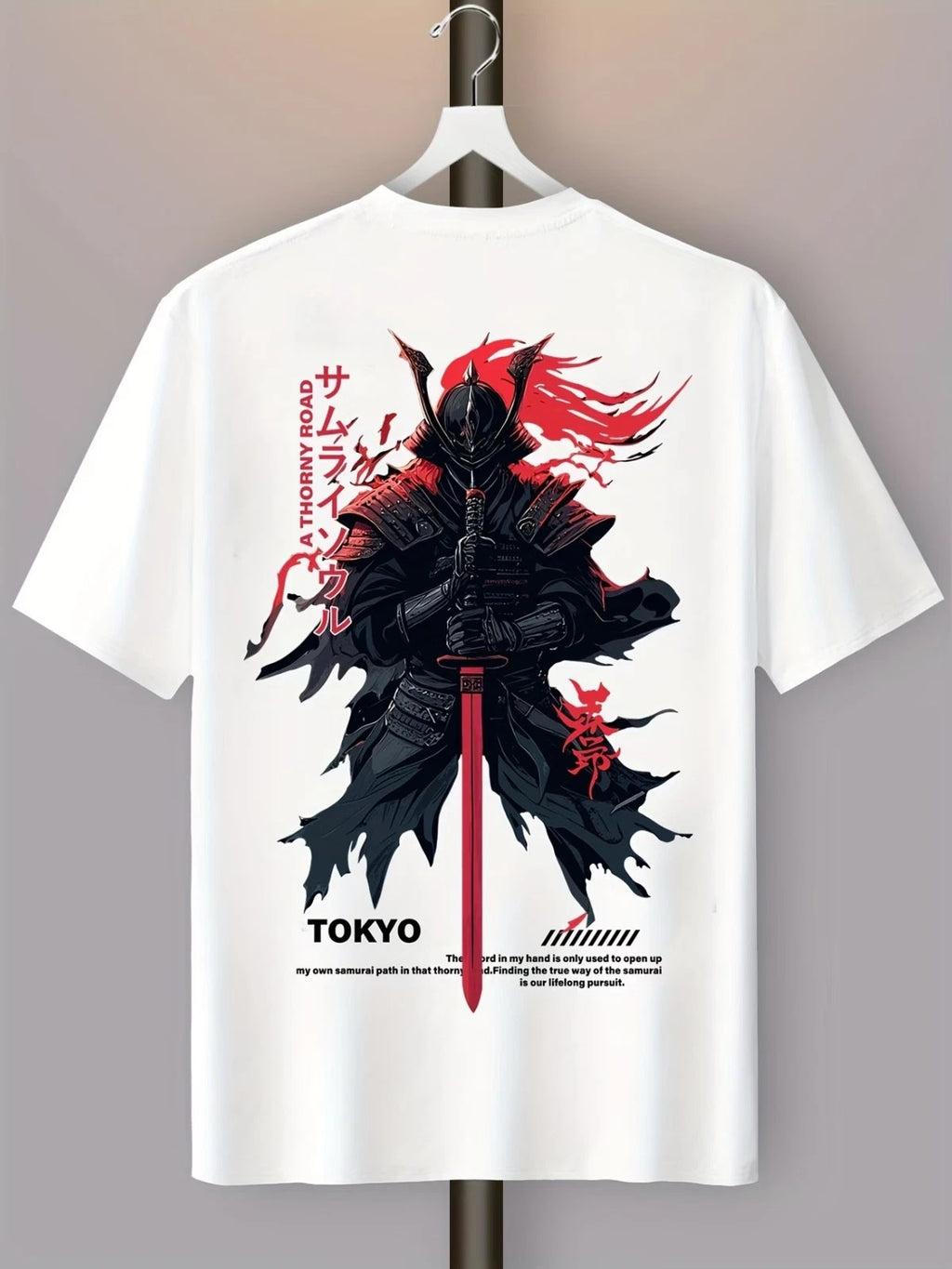 Japanese Samurai Warrior Oversized T Shirt Mens Graphic Streetwear Casual Summer