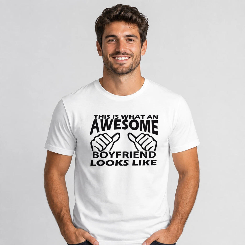 Awesome Boyfriend T-Shirt Funny Gift For Him White Novelty Tee Casual Top Shirt