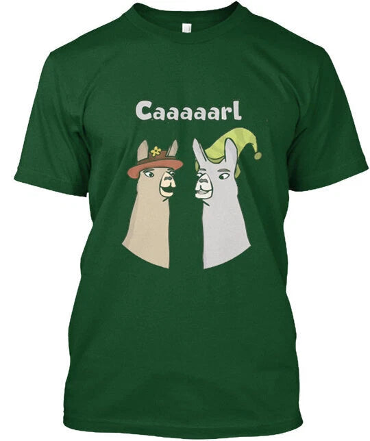 Llamas With Hats - Caaaaarl Tee T-Shirt Made in the USA Size S to 5XL