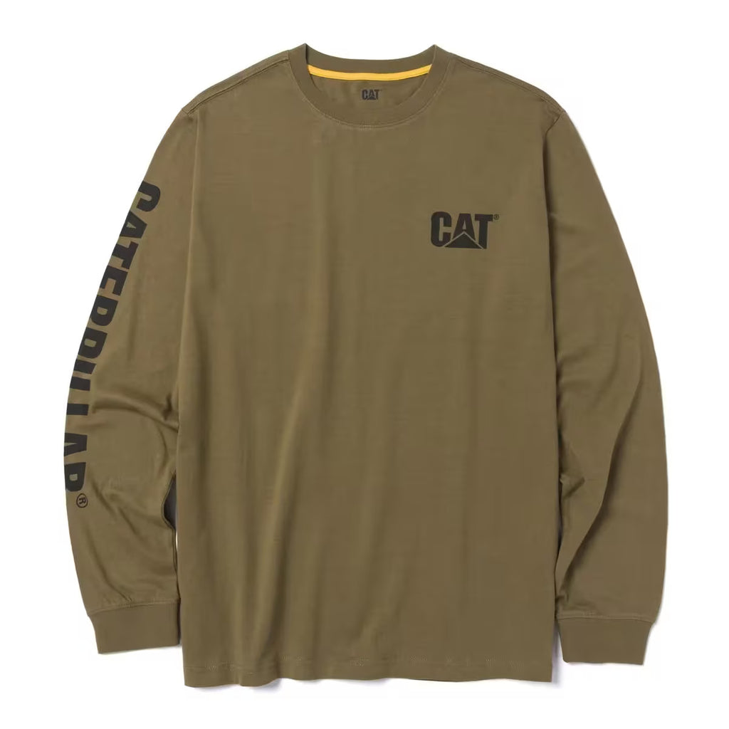 Caterpillar Men Trademark Banner Long Sleeve Tee Apparel Accessories Cotton