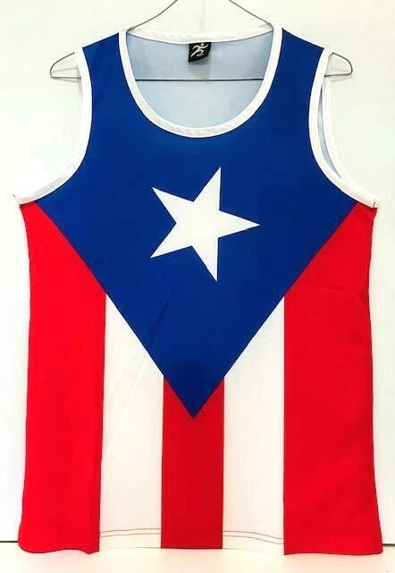 Puerto Rico Flag Men's Tank Top Stretch Fabric Soft Jersey M-L-XL-2XL