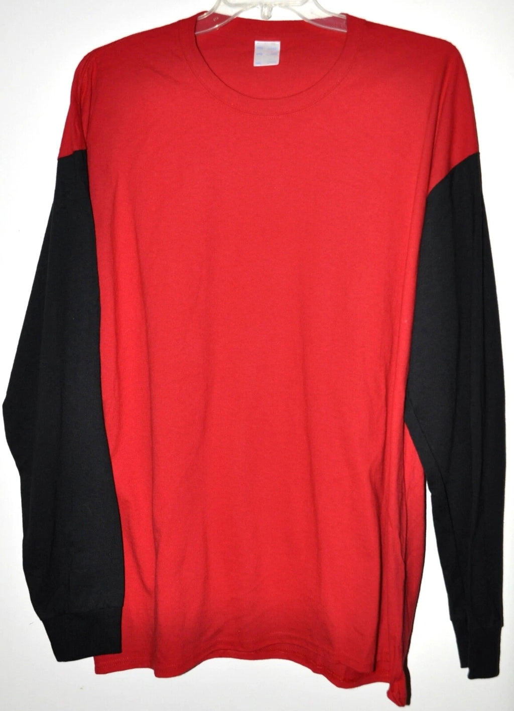 Long Sleeve Tee Soft Knit Color Block Red With Black Sleeves Men's Size 3XL NWOT