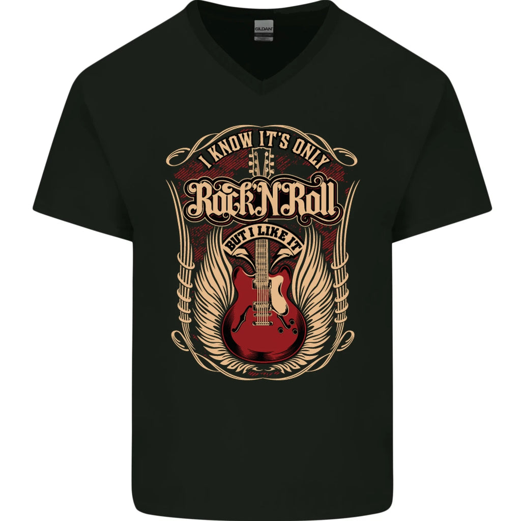 I Know It’s Only Rock ’n’ Roll Music Guitar Mens V-Neck Cotton T-Shirt