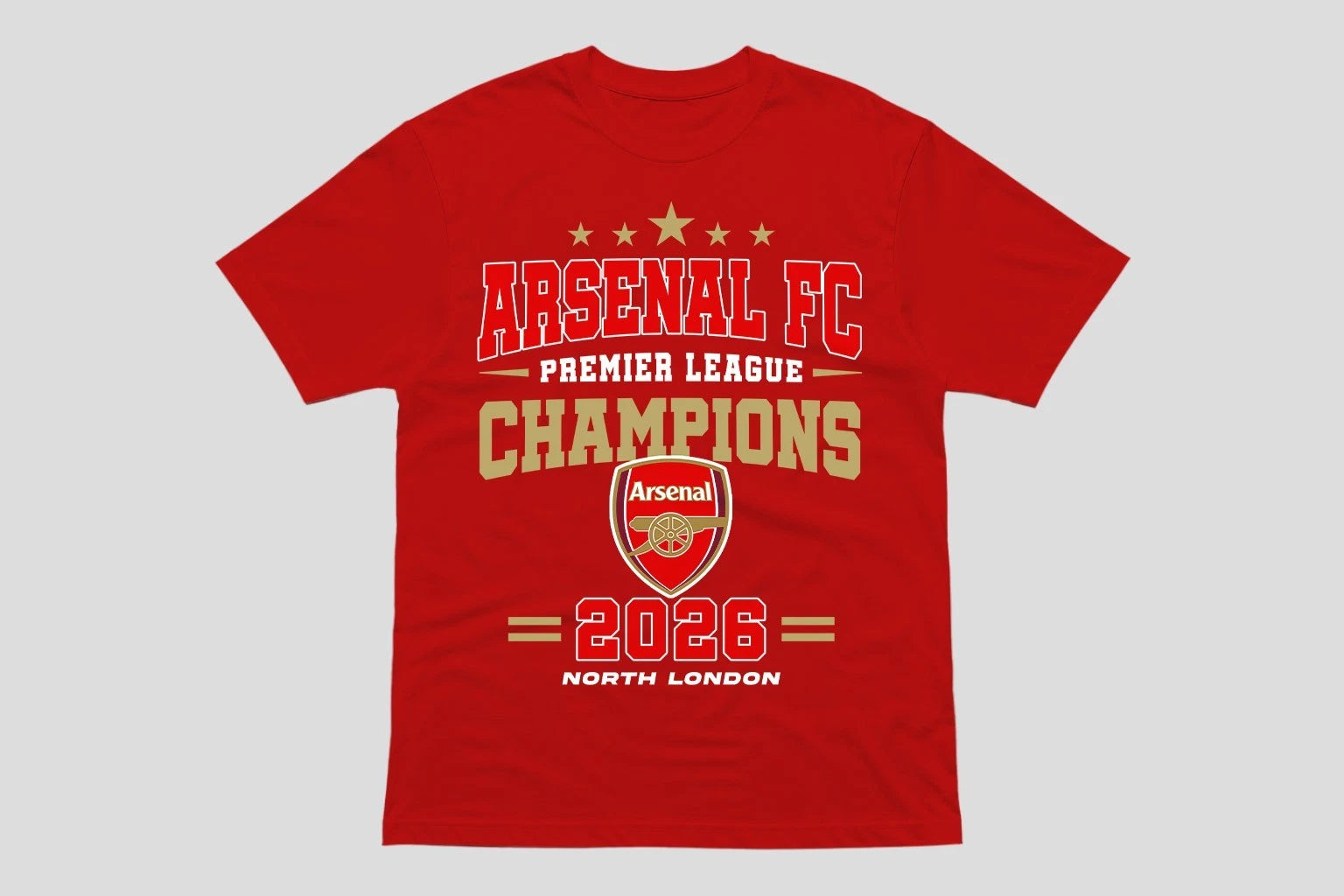 Arsenal FC Champions 2026 T-Shirt Premier League Winners Football ADULT